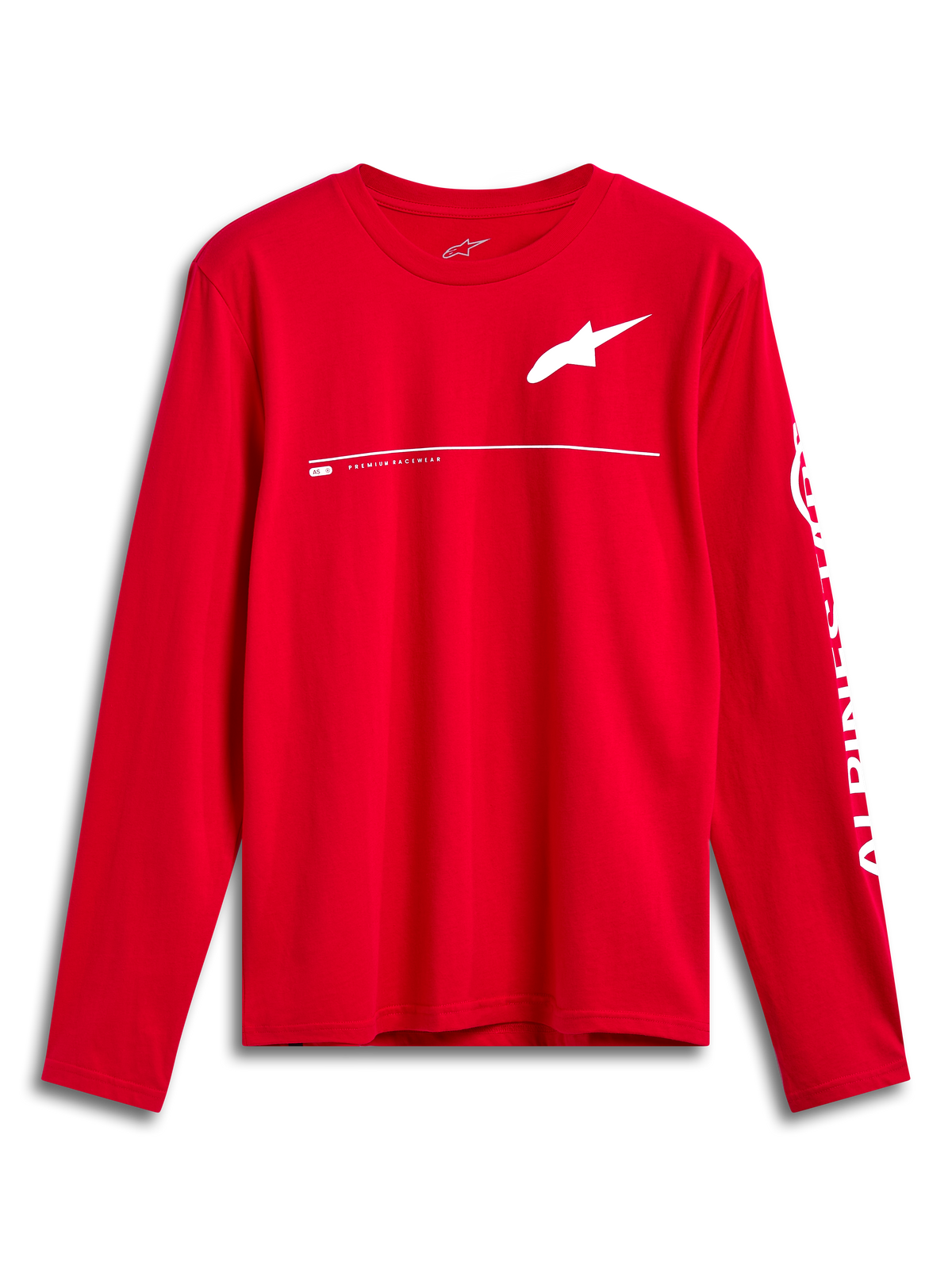 Alpinestars Committed CSF Tee, longsleeve T-shirt, rood, wit Astars-logo op de borst en Alpinestars-branding op de mouw, casual op motorsport geïnspireerd ontwerp