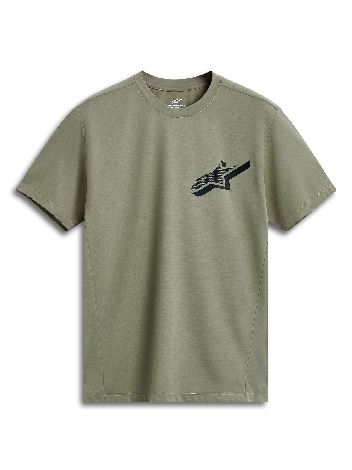 Alpinestars Attrition Performance Tee, T-shirt met korte mouwen, lichtgroen, zwart Astars-logo op de borst, technische jerseystof, duurzame sportkleding