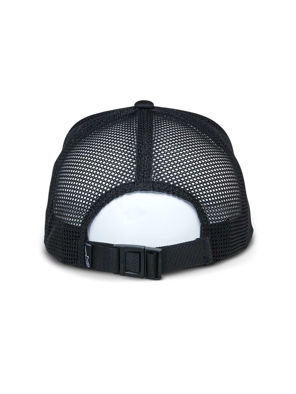 Alpinestars Alter Trucker pet, zwart, achteraanzicht met ademende gerecyclede mesh-panelen en verstelbare gespsluiting, casual sportswear-accessoire