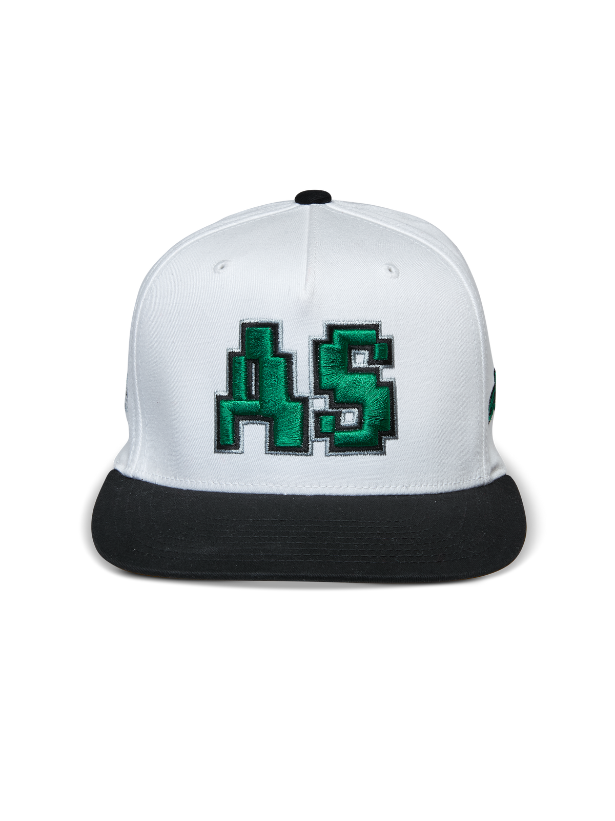 Alpinestars Franchise pet, pet met platte klep, wit en zwart, groen 3D geborduurd AS-logo op de voorkant, gestructureerde kroon met zwarte platte klep, casual op motorsport geïnspireerde hoofdbedekking