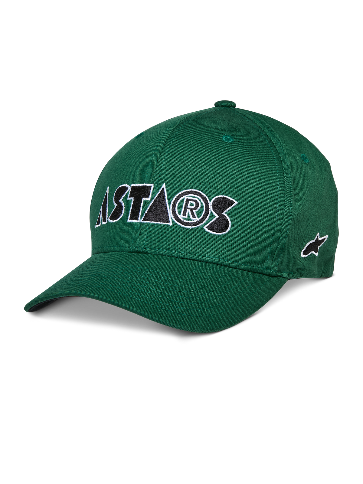 Alpinestars Cereal Hat, Green Baseball Cap, white and black ASTARS embroidered logo, curved bill, structured crown, casual sportswear