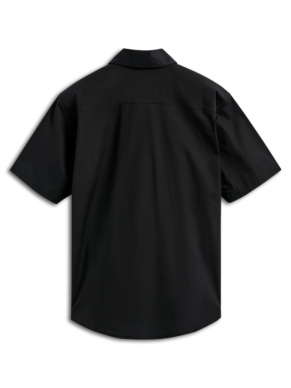 Alpinestars Strive Woven Shirt, Short Sleeve Button-Up Shirt, Black, Back View, featuring structured back yoke, casual motorsport-inspired streetwear