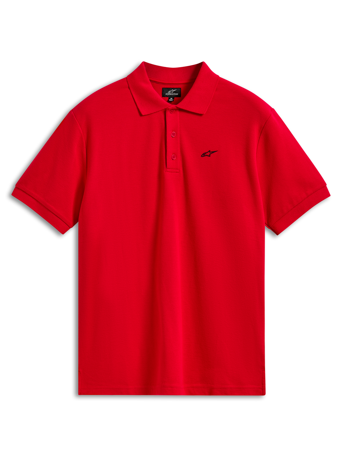 Alpinestars Endeavor Classic Polo, piqué poloshirt met korte mouwen, rood, klein zwart Astars-logo op de borst, sluiting met drie knopen, casual sportkleding