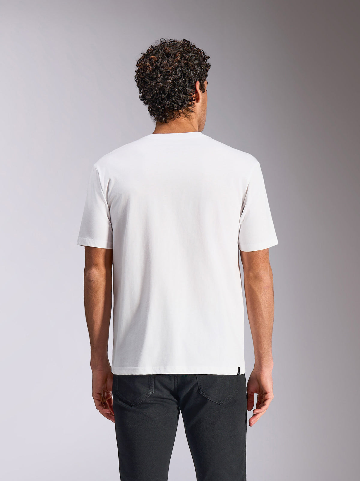 Alpinestars Plate CSF Tee, T-shirt met korte mouwen, wit, achteraanzicht, gedragen met een zwarte broek, casual motorsport streetwear
