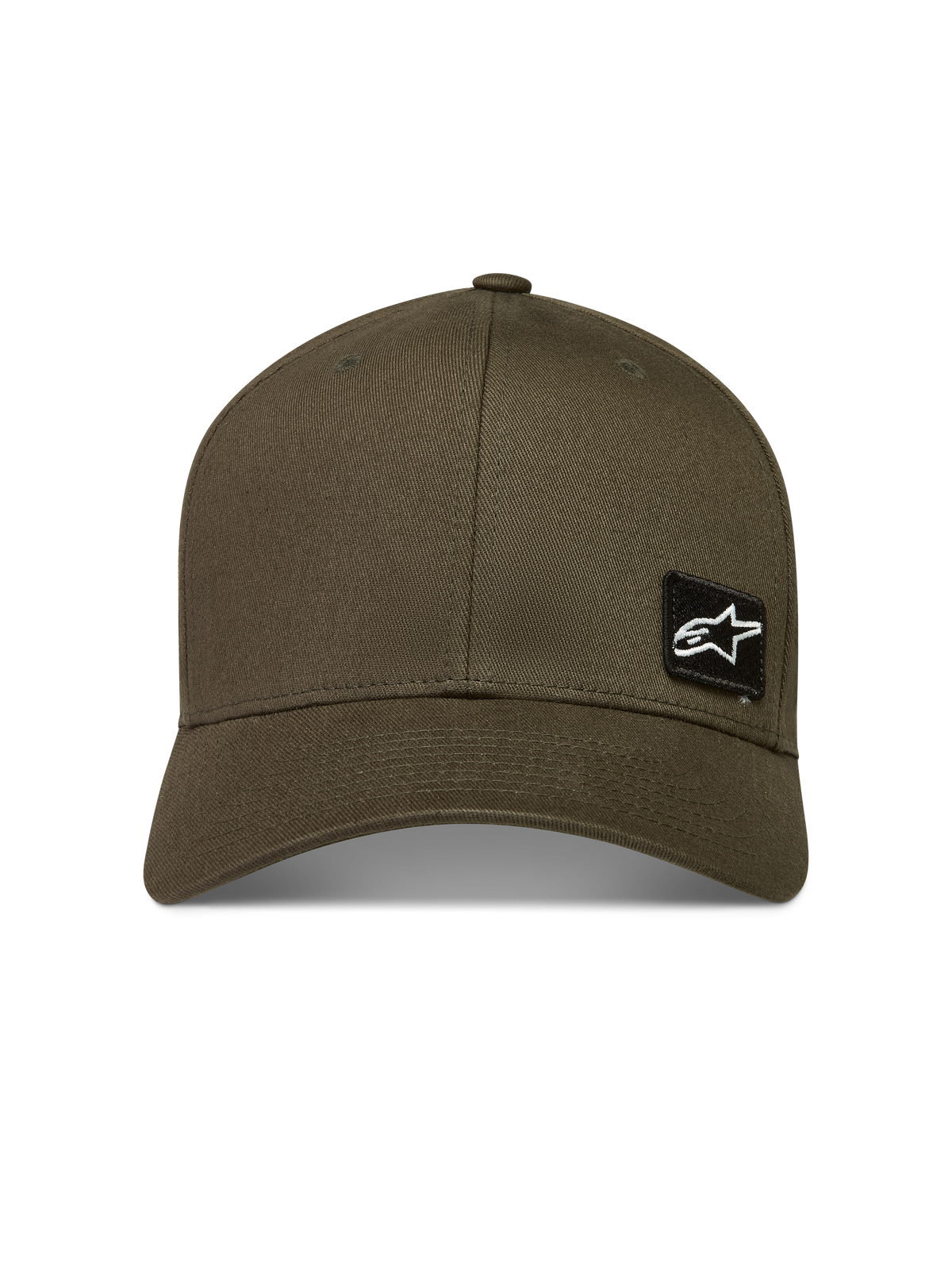 Alpinestars Pivot Hoed, sportswear lifestyle pet in groen, vervaardigd uit stevige keperstof met een gebogen klep, gestructureerde kroon en een kleine Astars logo borduurpatch aan de zijkant.