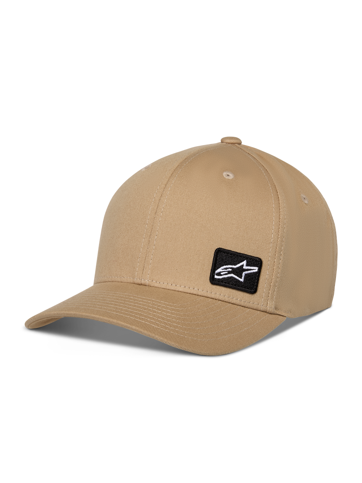 Alpinestars Pivot Hat, Casual Baseball Cap, Khaki Sand, Curved Bill with Structured Crown, Small Black Square Patch with White Astars Logo, Cotton Twill Sportswear Headwear