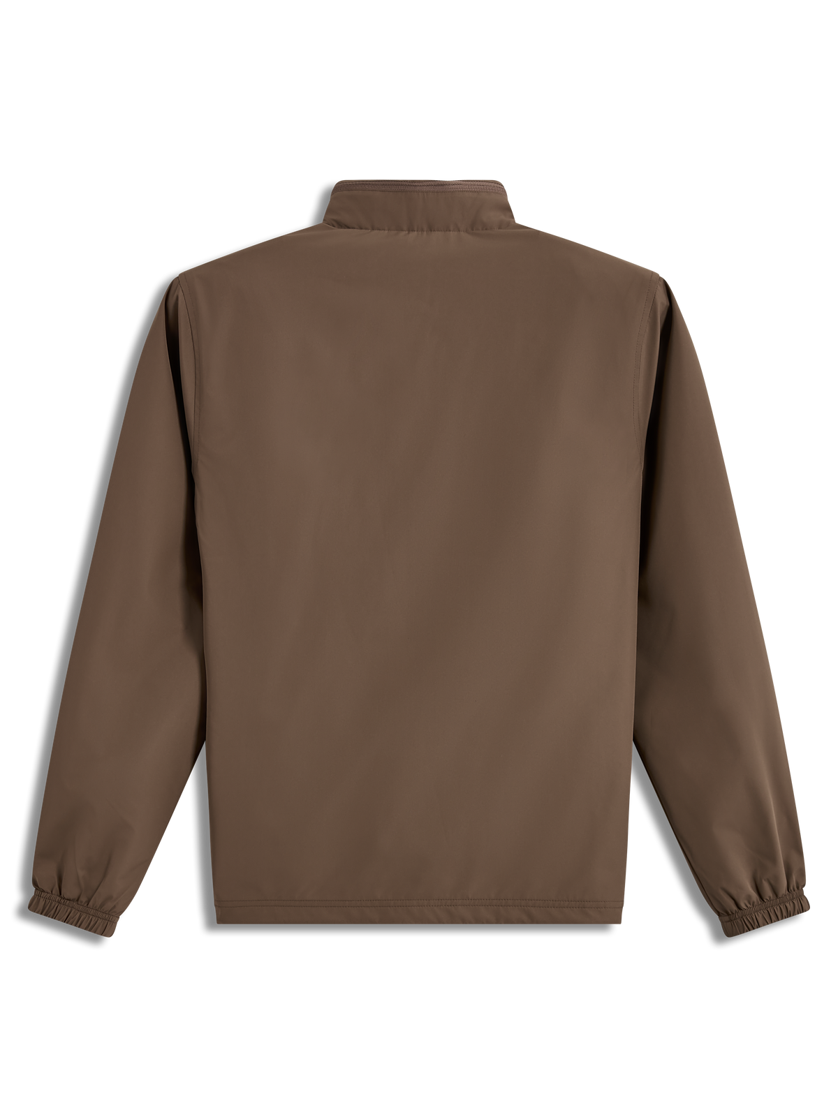 Alpinestars Overhaul Racer jas, lichtgewicht bruine sportswearjas, achteraanzicht met kraag voor opvouwbare capuchon.