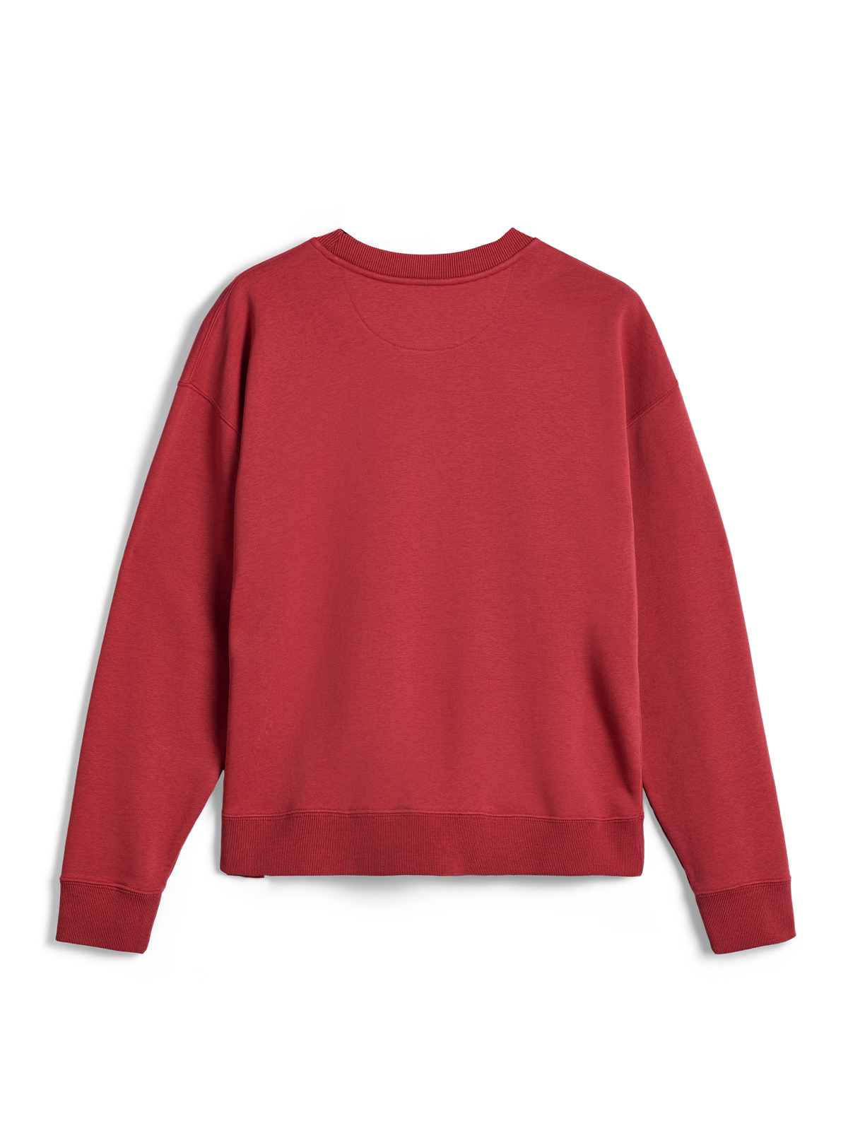 Alpinestars Essentials Ageless Crew, crewneck sweatshirt, steenrood, achteraanzicht met geribbelde manchetten en zoom, premium compact fleece voor casual sportswear-comfort.