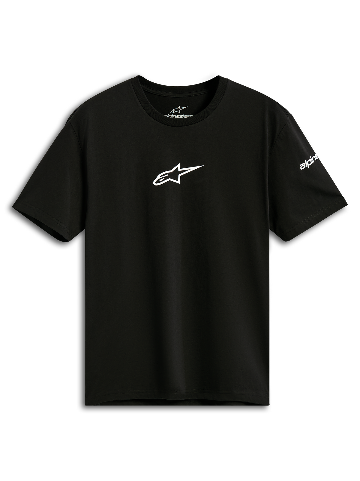 Alpinestars Frontal CSF Tee, Short Sleeve T-Shirt, Black, White Astars Logo on Chest, Casual Performance Sportswear