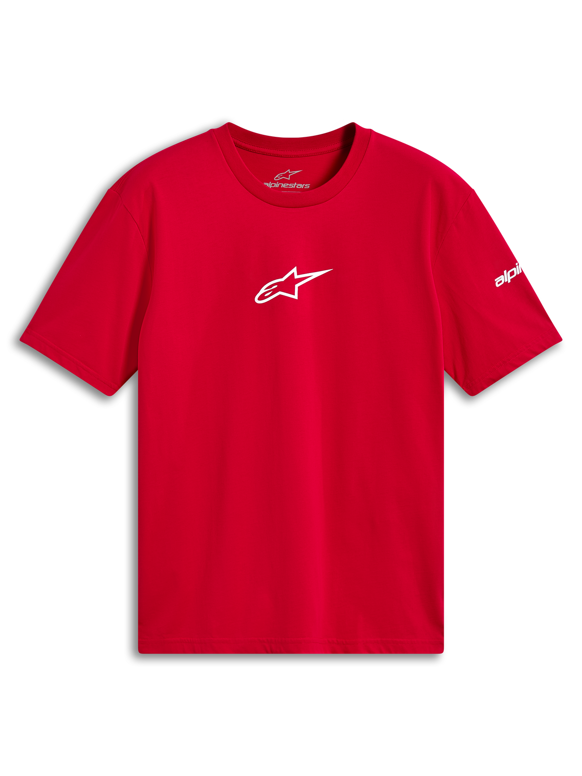 Alpinestars Frontal CSF Tee, T-shirt met korte mouwen, rood, wit Astars-logo op de borst, performance casual sportkleding