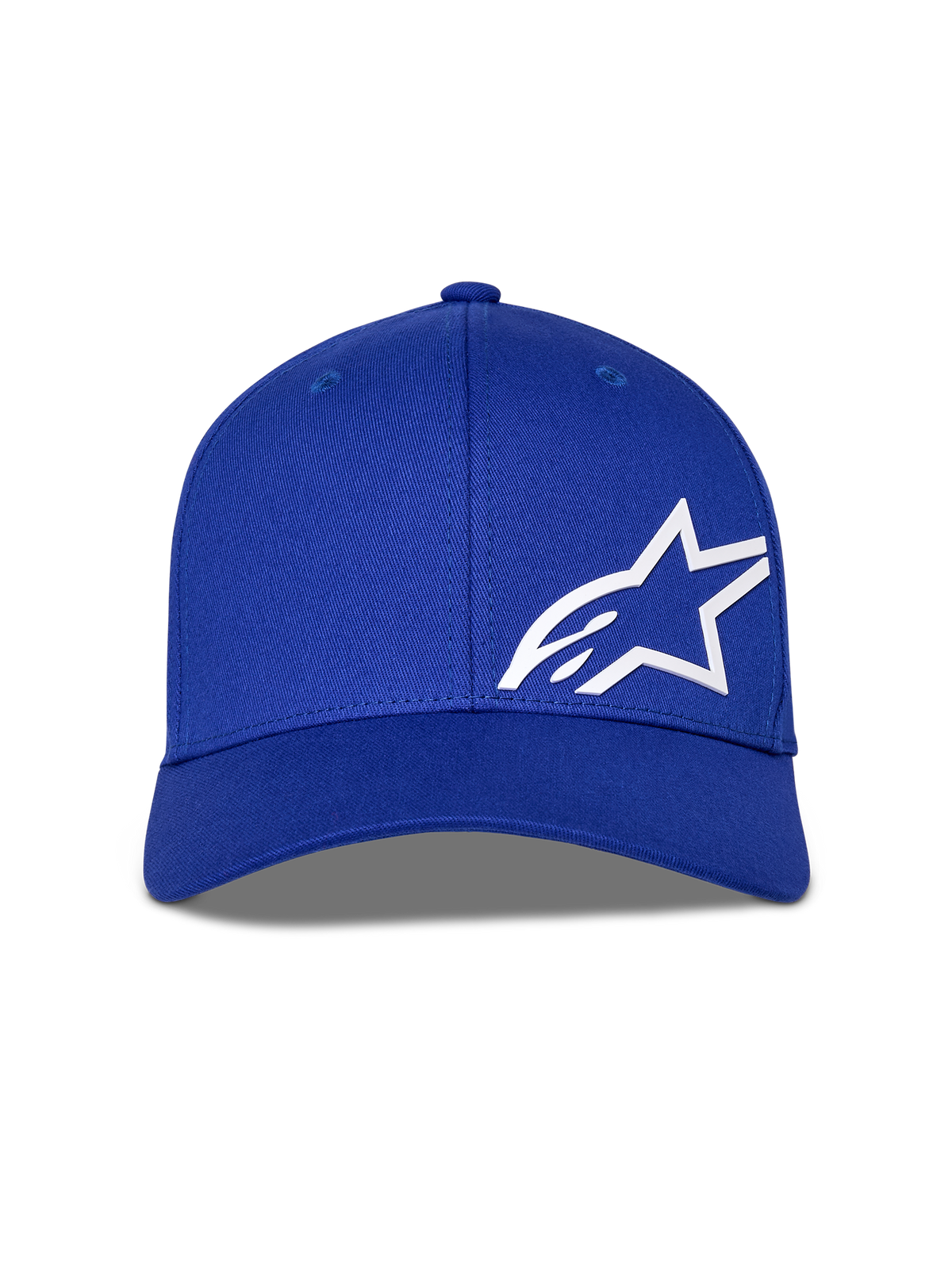 Alpinestars Corp Shift Multi pet, blauw, baseballcap met een wit 3D Astars-logo op de voorkant, gestructureerde kroon met gebogen klep, casual motorsport-hoofddeksel