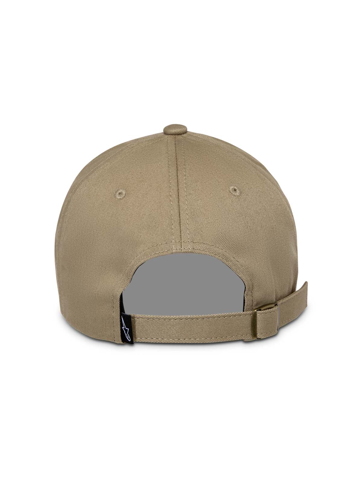 Alpinestars Deduce Strapback pet, Khaki, achteraanzicht met verstelbare band en metalen gesp, voorzien van een klein zwart logo-label, casual katoenen twill