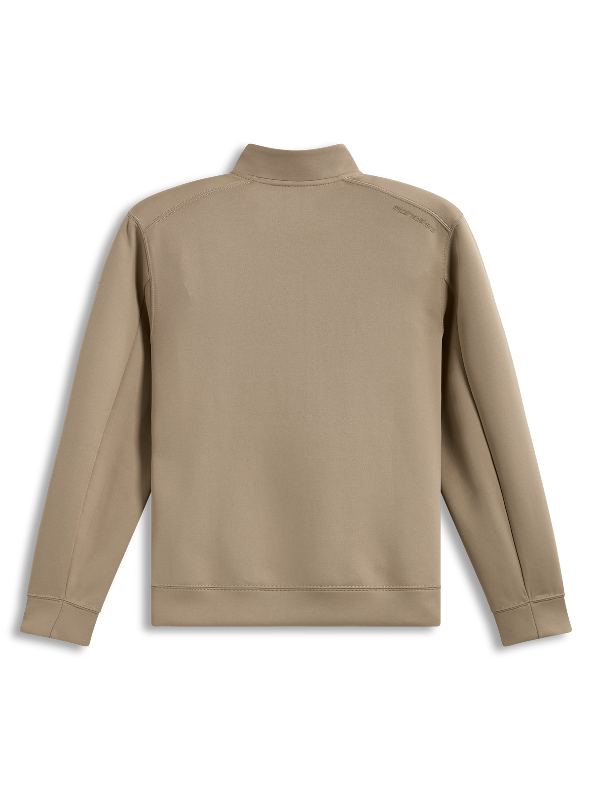 Alpinestars Apera Half-Zip Sweatshirt in Sand, rear view showing tonal logo and premium double face fleece construction.