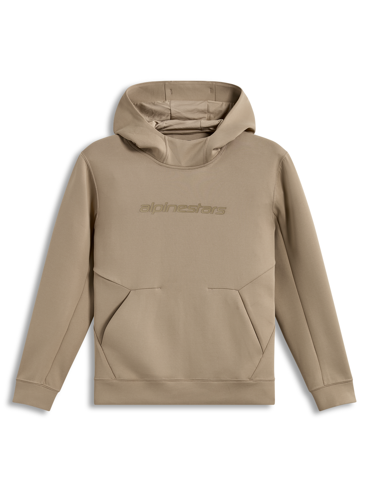 Alpinestars Datrix hoodie in putty, een premium dubbelzijdige fleece pullover met een tonaal HD-logo op de borst.