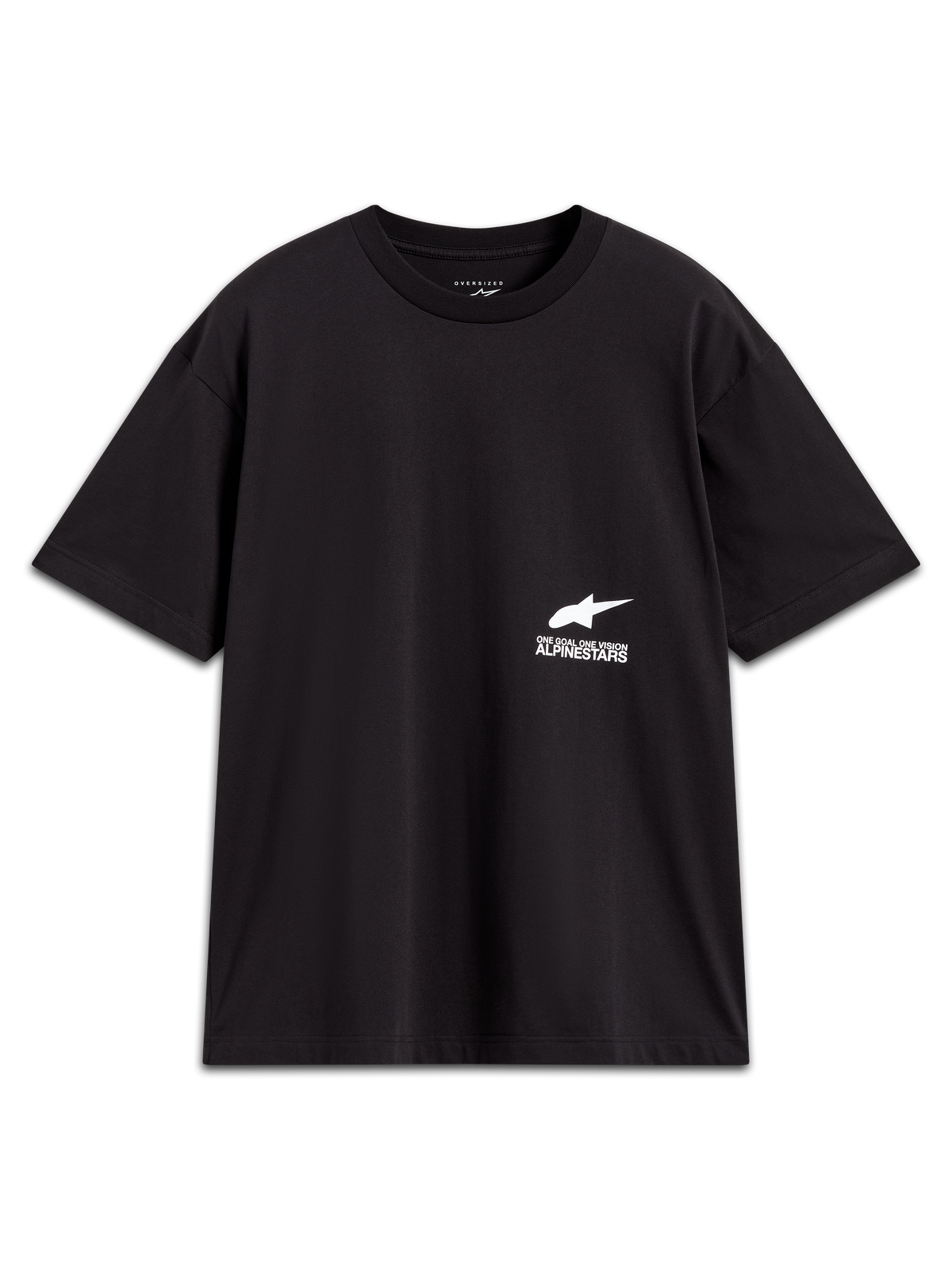 Alpinestars Institute Oversized CSF t-shirt met korte mouwen, zwart en wit, sportkleding met logo en slogan op de borst.