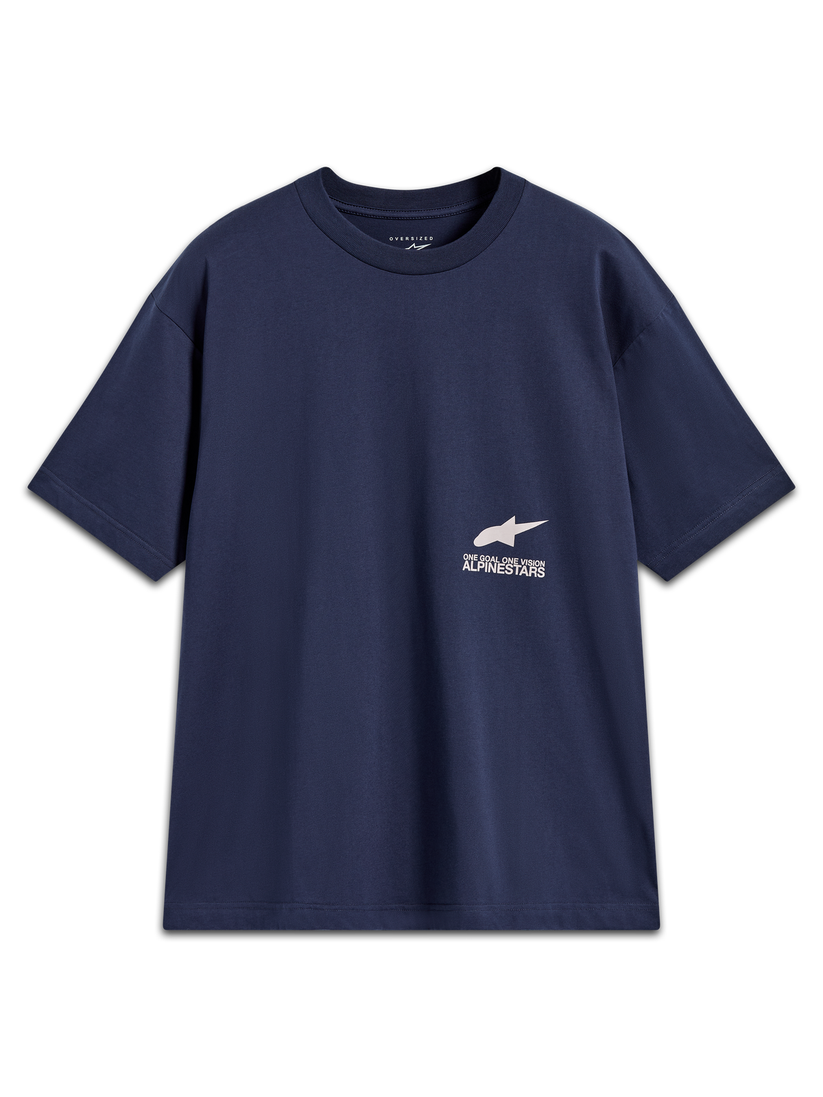 Alpinestars Institute Oversized SS CSF T-shirt, heren casual shirt met korte mouwen, donkerblauw met wit Astar-logo en Alpinestars-branding op de borst