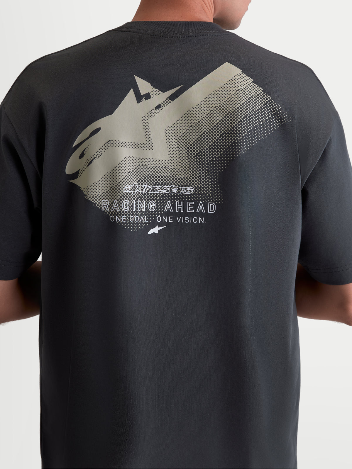 Alpinestars Ghost Oversized CSF T-shirt, sportswear t-shirt met korte mouwen, unisex, grijs, achterzijde met grote vervagende logo-graphic, ontspannen oversized pasvorm, zachte katoen-polyestermix.