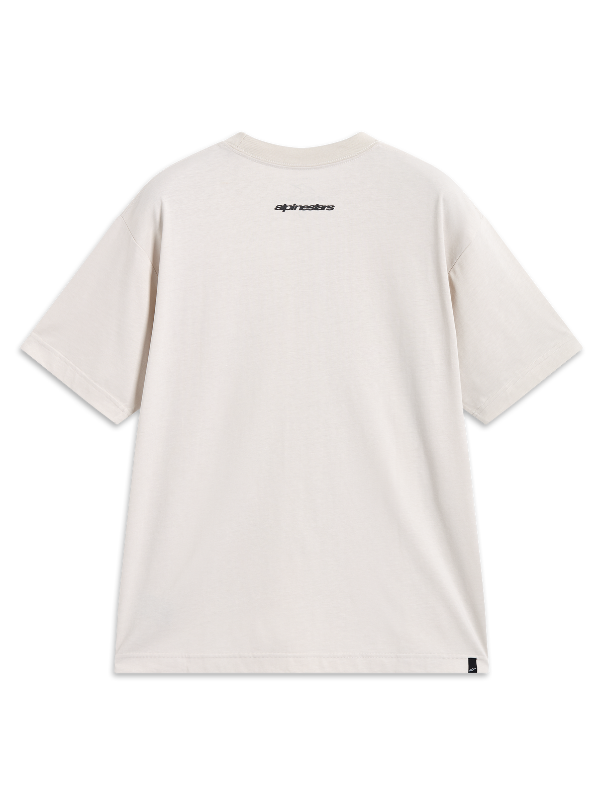 Alpinestars Prelude Oversized CSF t-shirt met korte mouwen, zandkleurig sportshirt, achteraanzicht met zwart logo op de nek.