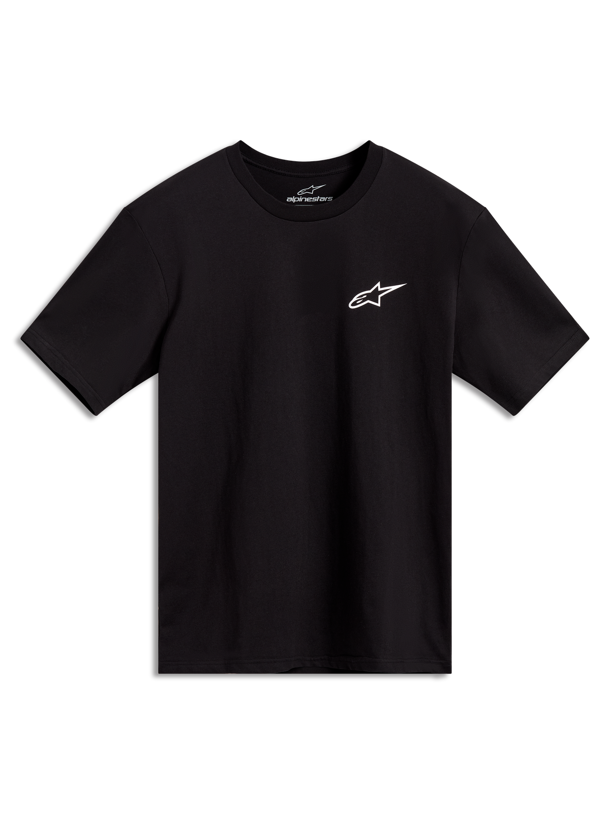 Alpinestars Combo Back CSF T-Shirt met korte mouwen, zwart vrijetijdsshirt met klein wit logo op de borst.