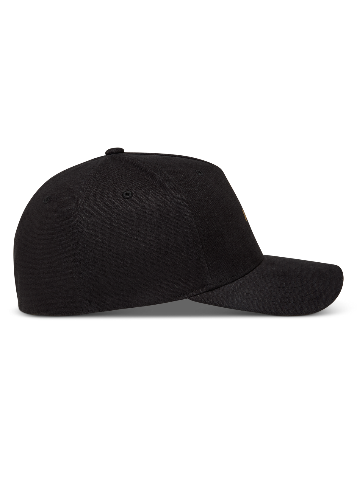 Alpinestars County Canvas hoed, zwarte lifestylepet met gebogen klep en gestructureerde kroon, oxford peached materiaal, zijaanzicht.