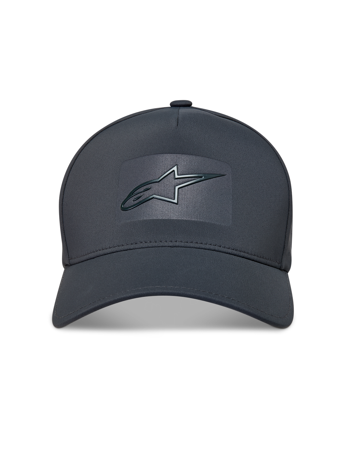 Alpinestars Algo Perf Adjustable hoed, donkergrijze pet van technische stof met sonic weld Astars-logo en gebogen klep.