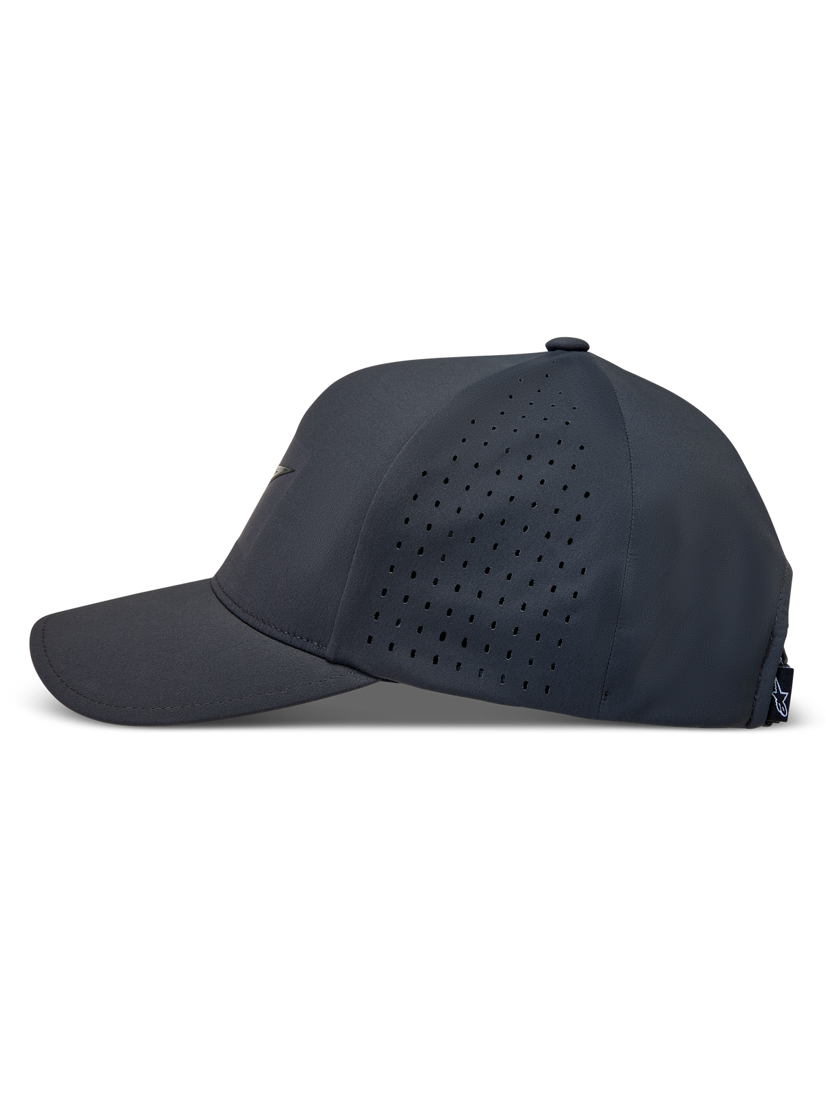 Alpinestars Algo Perf Adjustable hoed, donkergrijze pet van technische stof met zijperforaties en gebogen klep.