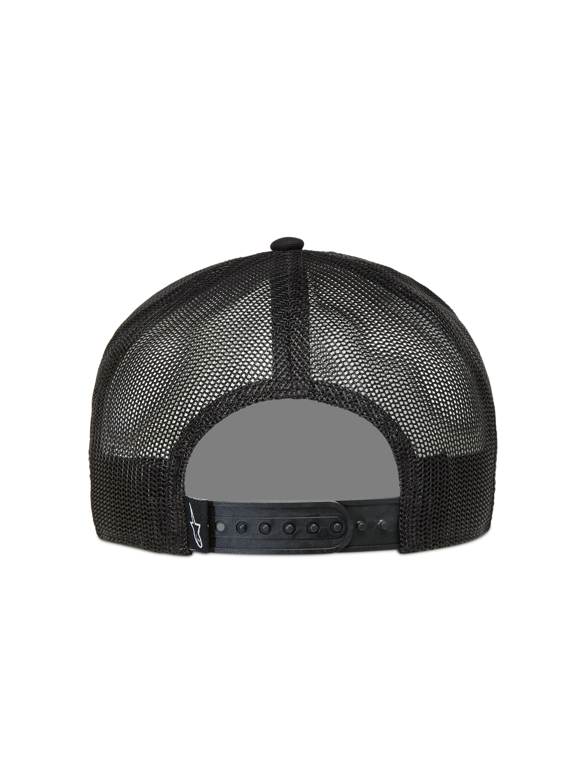 Alpinestars Ten Trucker Hat, black mesh back sportswear cap with adjustable snapback closure and back logo detail.