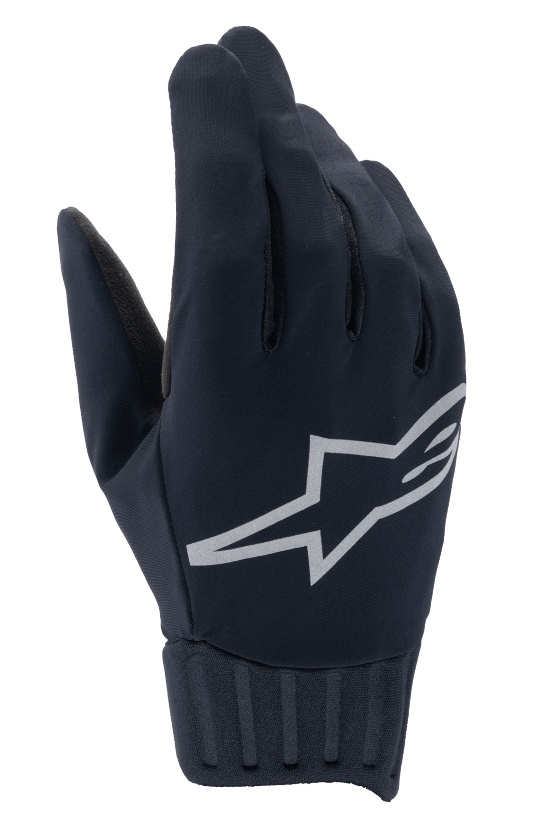 Alpinestars A-Dura Rain Gloves, waterdichte MTB-handschoenen, zwart, groot grijs Alpinestars-sterlogo, geribbelde neopreen manchet, gladde textielconstructie voor fietsen in alle weersomstandigheden