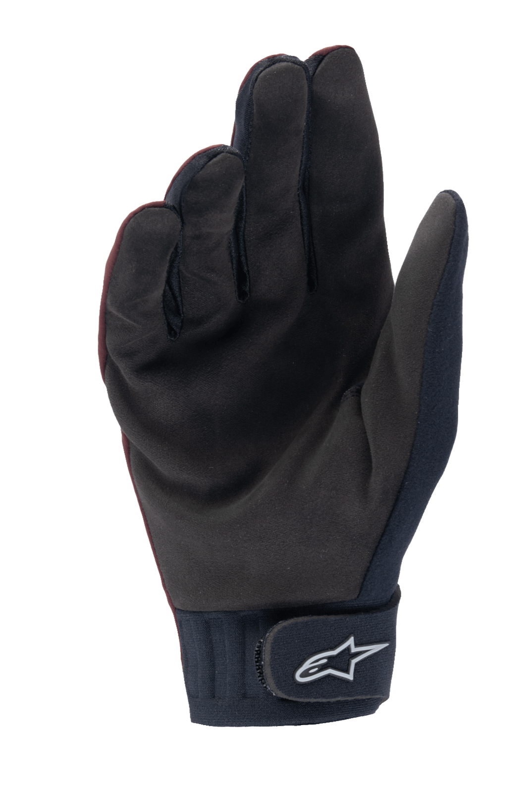 Alpinestars A-Dura Thermal handschoenen, MTB-handschoenen, donkerrood en zwart, palmweergave met synthetisch suède, neopreen manchet met klittenbandsluiting en wit Astar-logo, ontworpen voor mountainbiken in koud weer