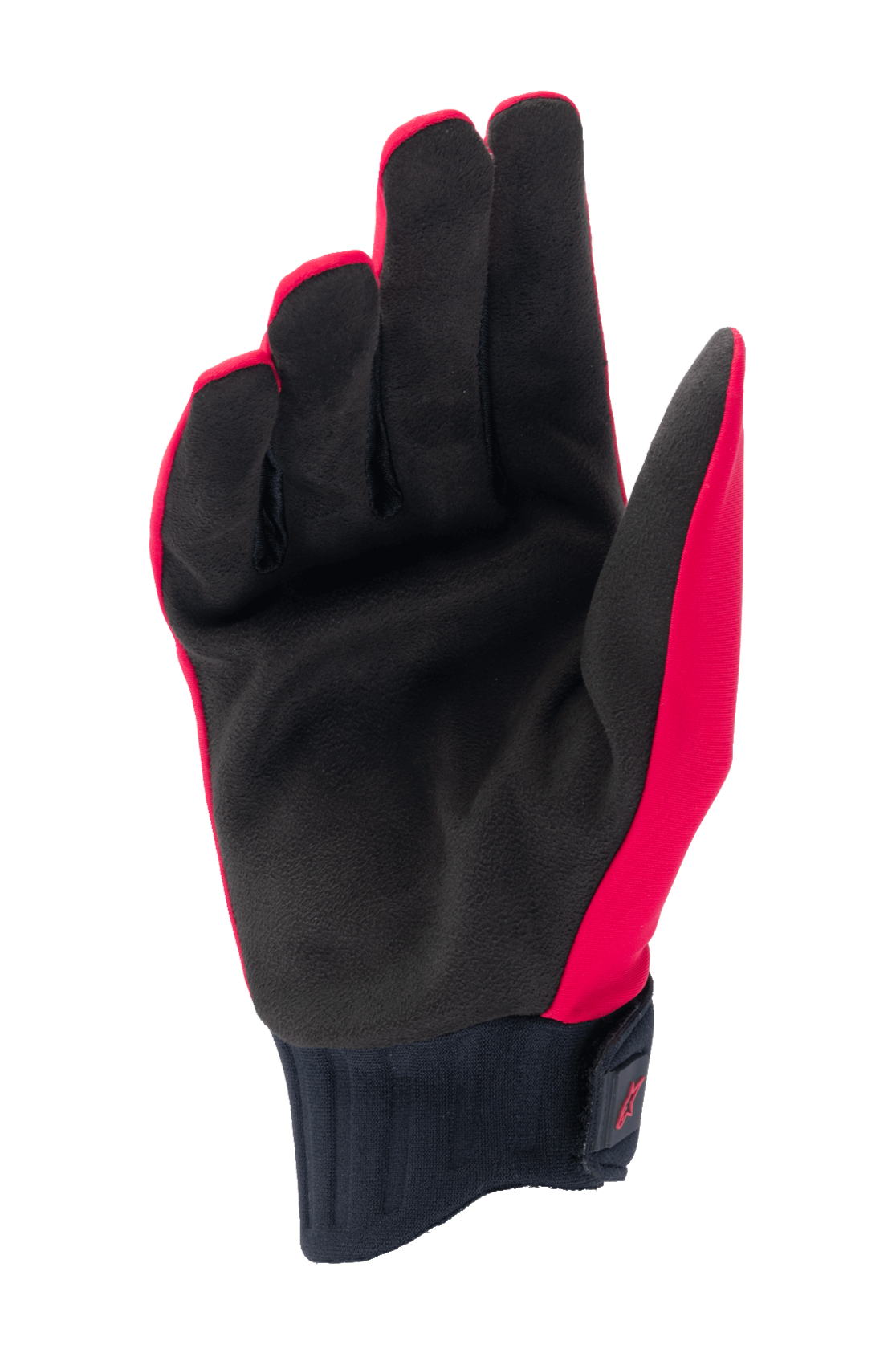 Alpinestars Stella A-Dura Regenhandschoenen voor dames, fluorescerend rood en zwart, handpalmweergave met synthetisch suède palm, geribbelde neopreen manchet met klittenbandsluiting, waterdichte fietshandschoenen