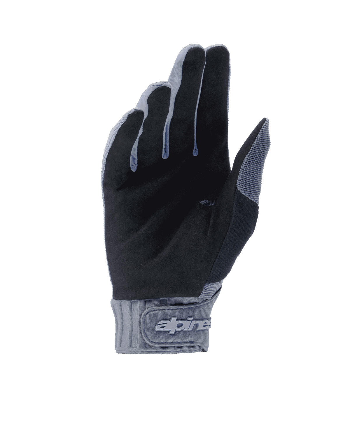 Alpinestars A-Dura handschoenen, fietshandschoenen, Infinity Blue en zwart, zicht op de handpalm met synthetisch suède voor grip, neopreen manchet met klittenbandsluiting en merklogo, duurzame uitrusting voor mountainbiken