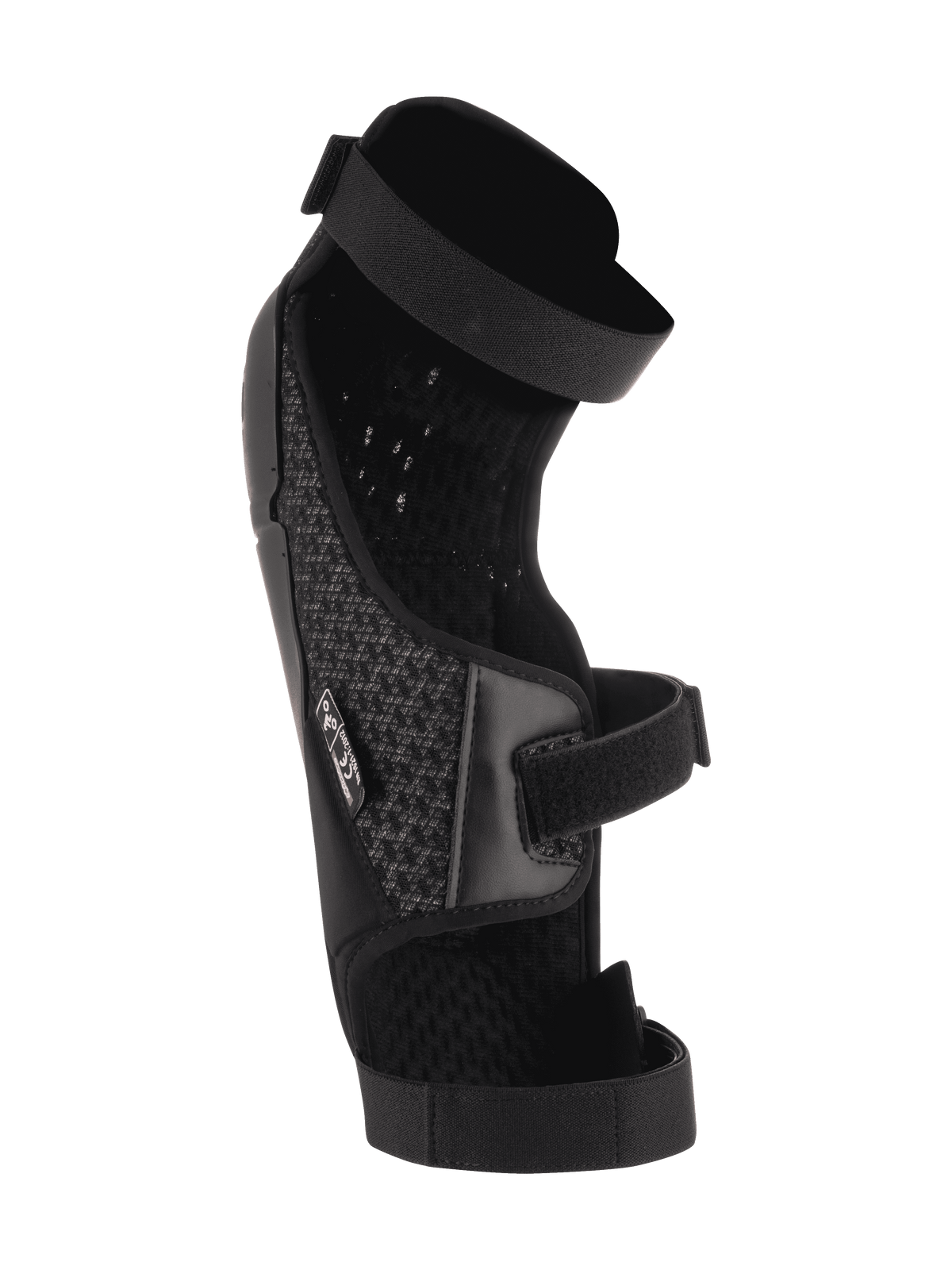 Alpinestars Bionic Plus knie- en scheenbeschermers, zwart, binnenaanzicht met 3D mesh-vulling en dubbel riemsysteem, ergonomische asymmetrische constructie voor motorcross- en mountainbikebescherming