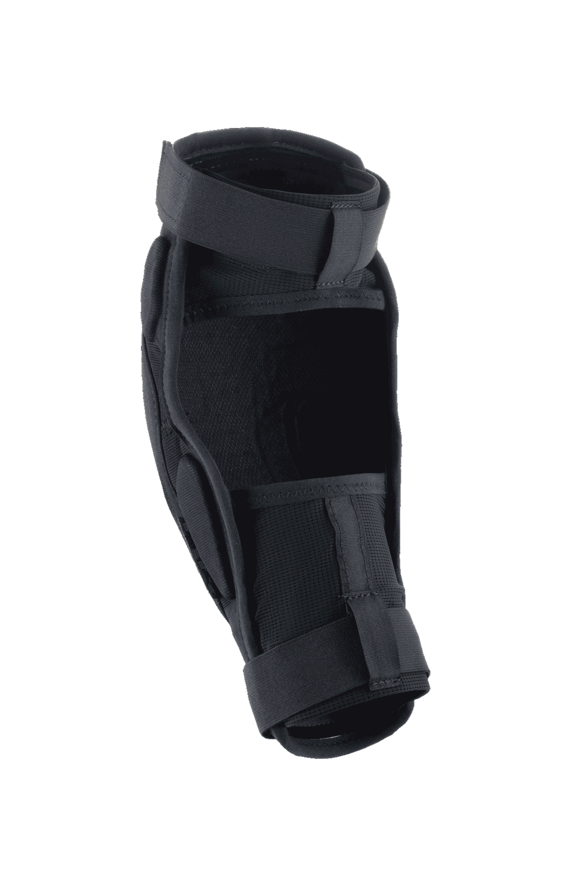 Alpinestars A-Impact Plasma Pro Elleboogbeschermer, zwart, achteraanzicht met dubbele bandsluiting en ademende mesh-panelen, ergonomisch ontwerp voor mountainbike-bescherming