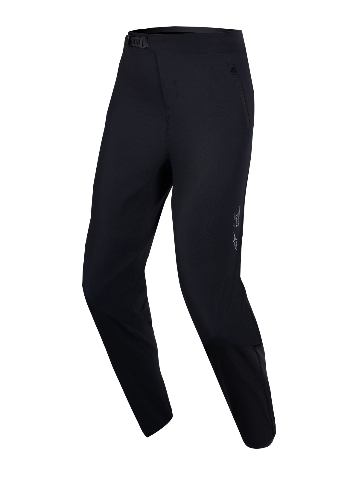 Youth A-Dura Ride Pants in black, featuring durable 4-way stretch fabric and a ratchet closure for MTB performance.