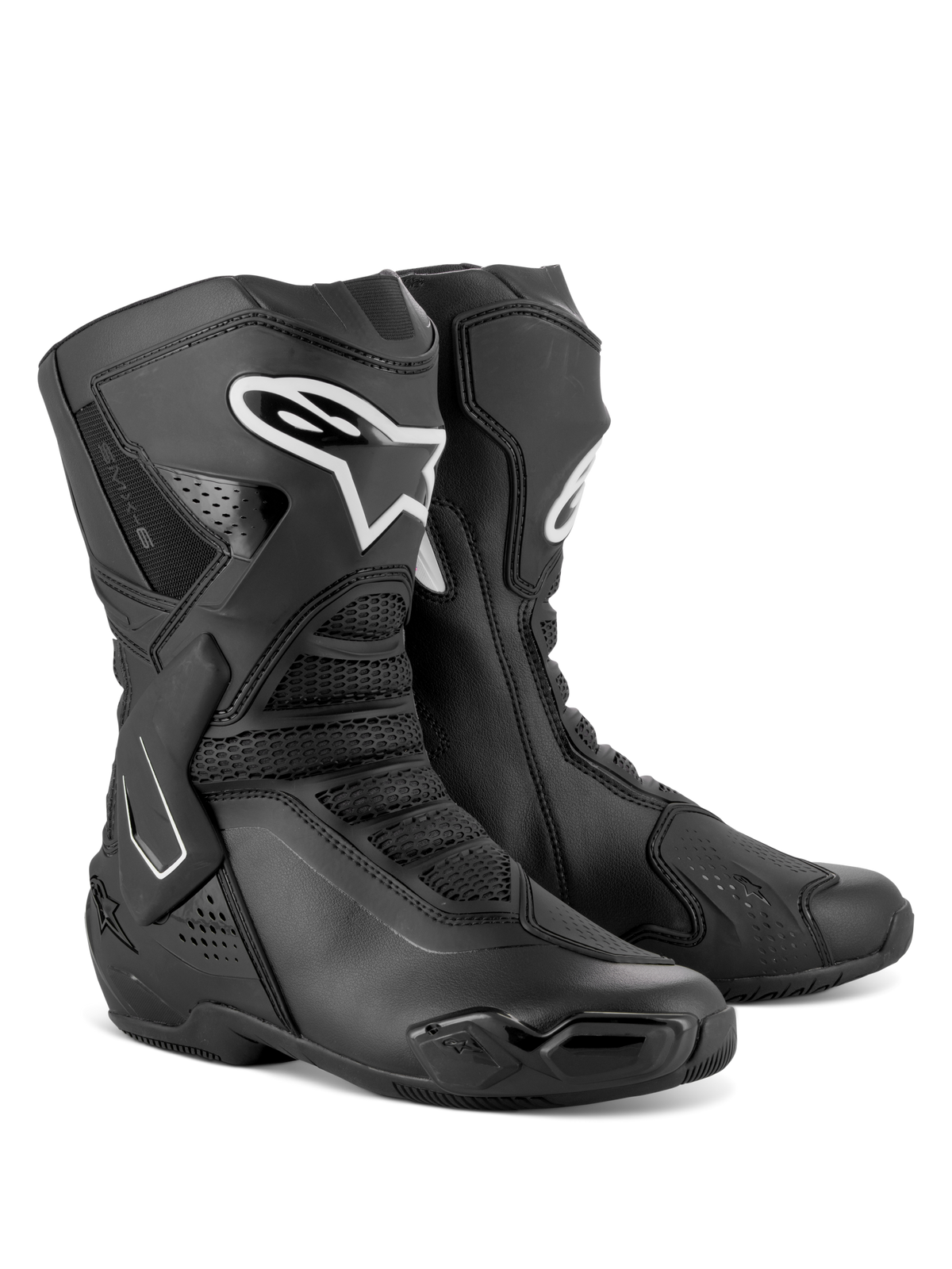 Alpinestars Stella SMX-6 V3 laarzen, performance motorlaarzen voor dames, zwart en wit, met microvezelconstructie, TPU scheenbeen- en enkelbescherming en mesh flexzones voor circuit- en straatgebruik