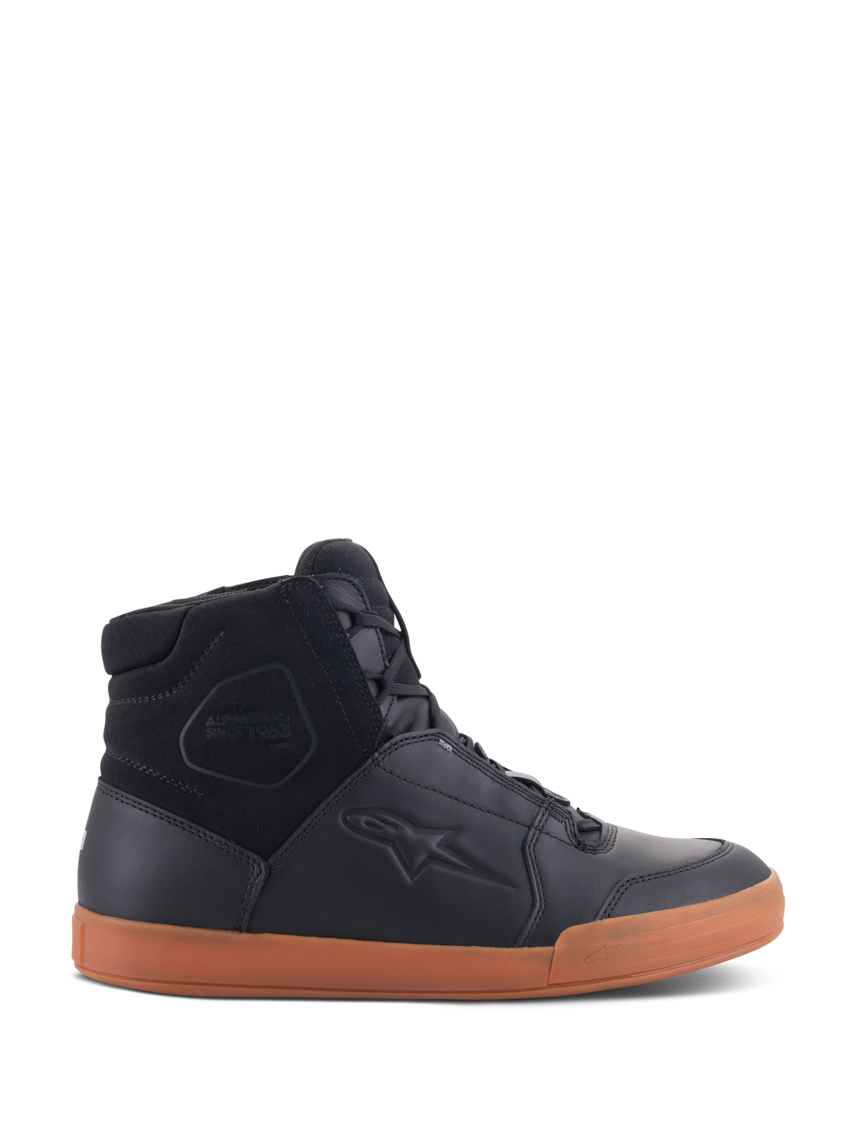 Alpinestars Chrome Drystar® Schoenen, urban motorschoenen, zwart met gumzool, hoog model met panelen van premium leer en suède, casual herenschoen met bescherming