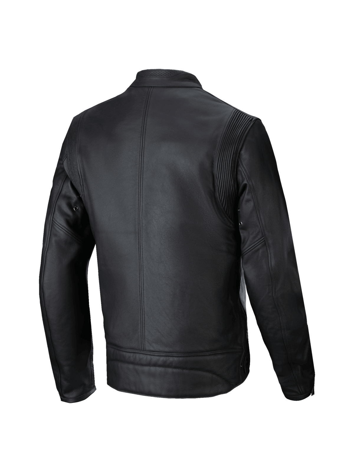 Alpinestars Dyno leren jas, zwarte urban herenmotorjas van premium rundleer, achteraanzicht.