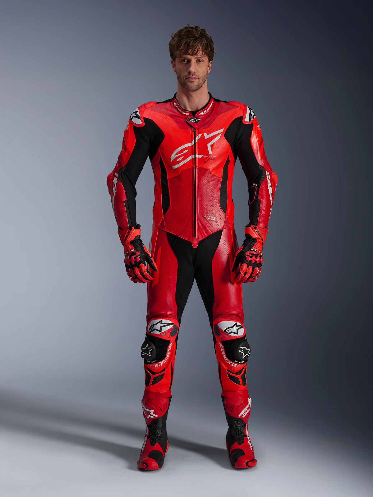 Alpinestars GP Plus V4 Sprint leren pak 1 stuk, heren racepak, rood en zwart, Tech-Air ready, CE-gecertificeerd AAA.