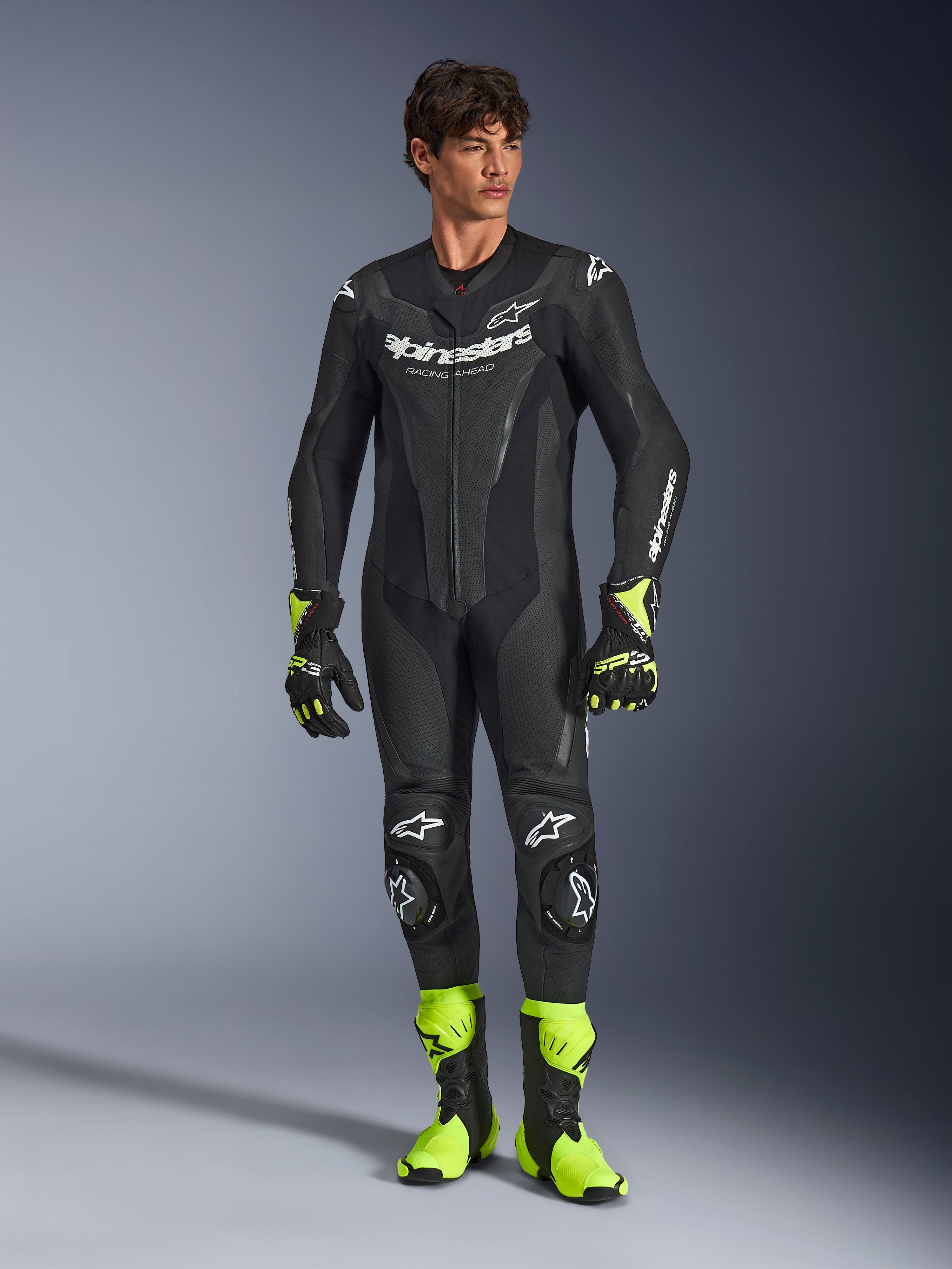 GP Force V2 1-Piece - Black Motorcycle Pak | Alpinestars®