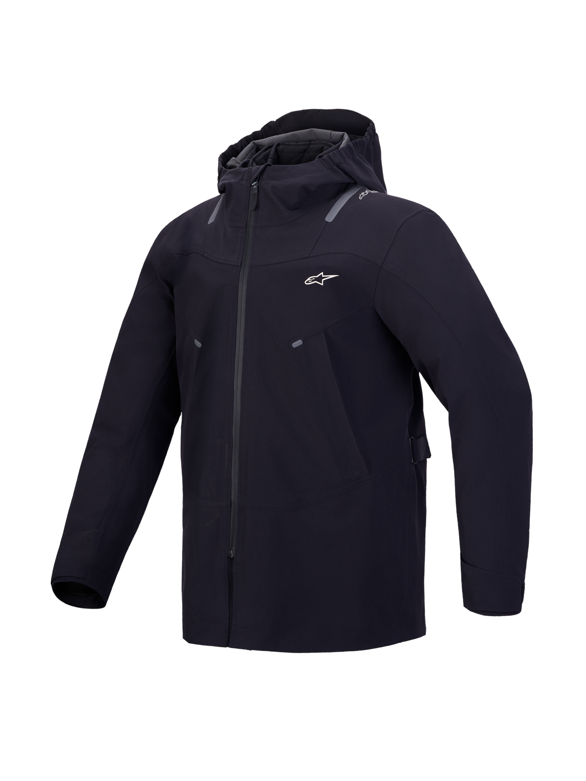 Alpinestars C 7 Drystar XF Jas, zwarte urban motorjas met vaste capuchon en waterdichte constructie