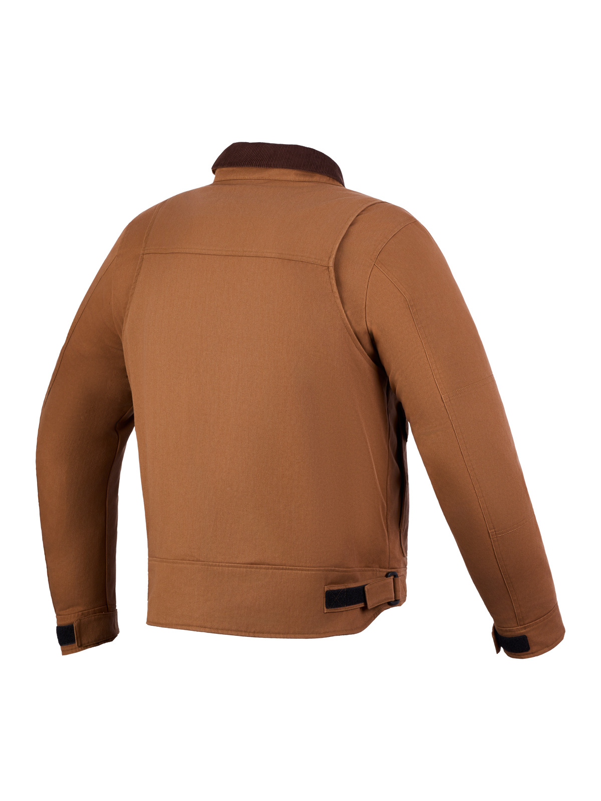 Alpinestars Mustang WP motorjas, urban contemporary motorjas, achteraanzicht, bruin en donkerbruin, waterdicht, CE-gecertificeerd