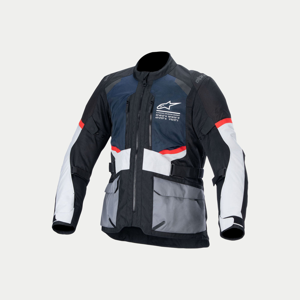 Alpinestars Andes Air Drystar Jacket, Adventure Touring Motorcycle Jacket for Men, Deep Blue, Black, and Ice Gray, CE Certified with Tech-Air compatibility and airflow ventilation