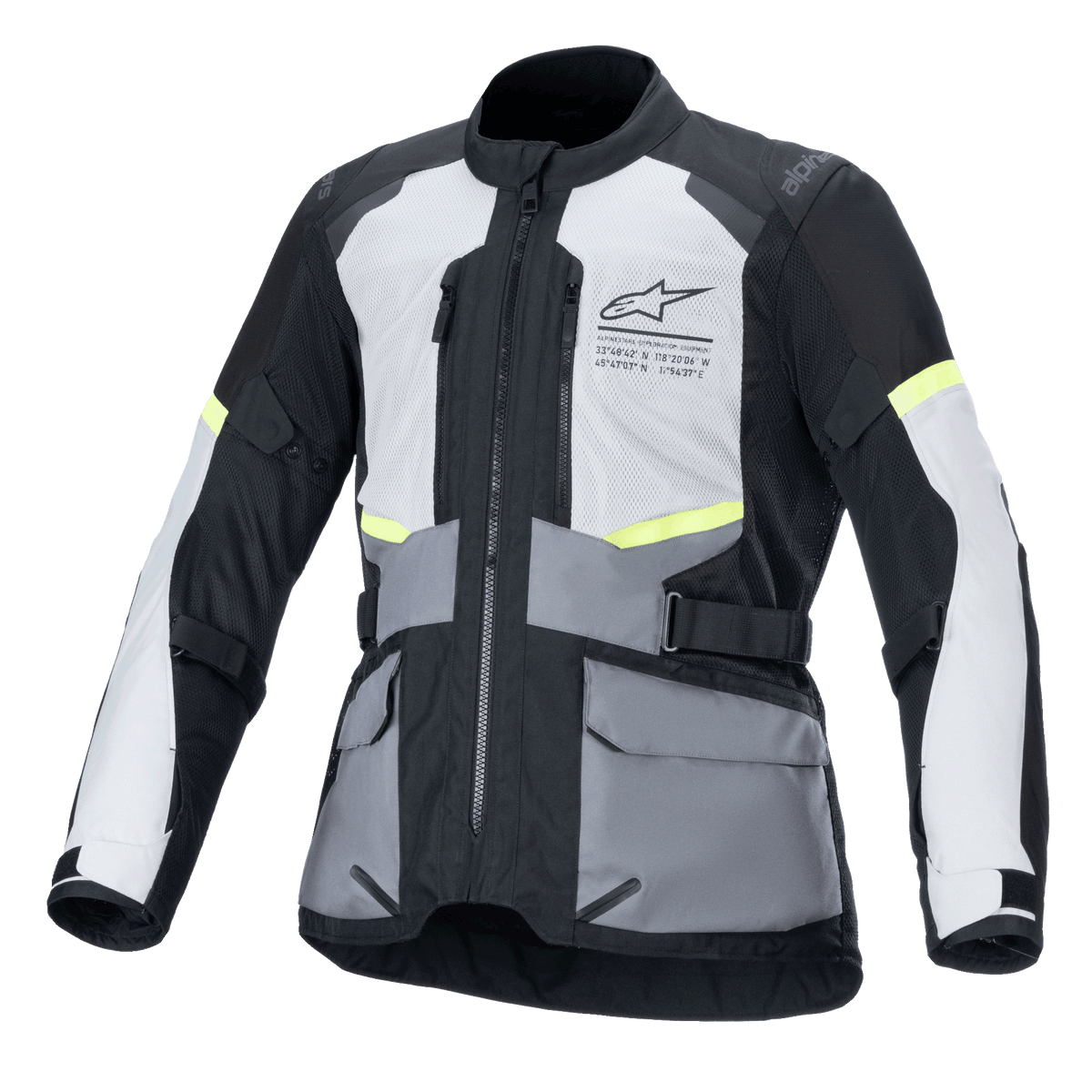 Alpinestars Andes Air Drystar jas, motorouringjas, ijsgrijs, donkergrijs en zwart, 2D-mesh ventilatie, CE-gecertificeerd, Tech-Air-compatibel