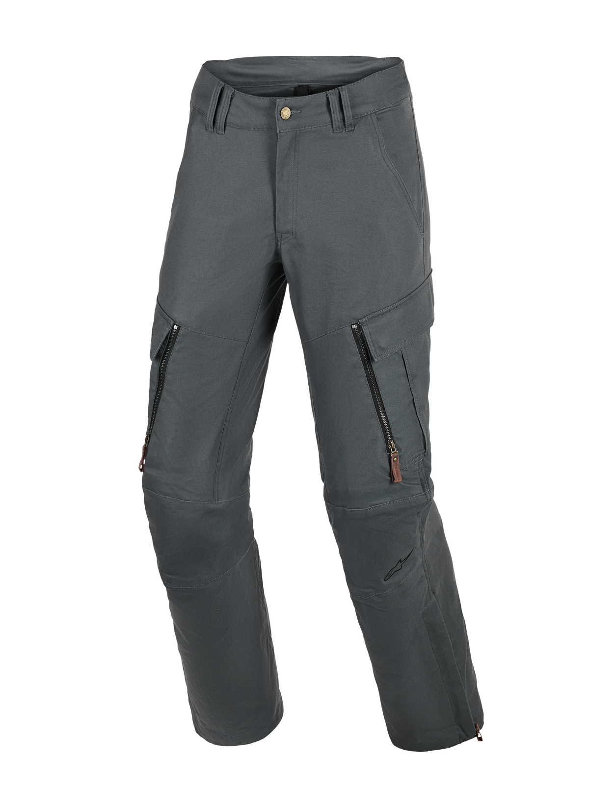 Alpinestars Borrego Drystar® broek, motor adventurebroek, antracietgrijs, gewaxte canvas-look met ventilatieopeningen met rits op de dijen en cargozakken, duurzame textielconstructie met verstevigde kniepanelen