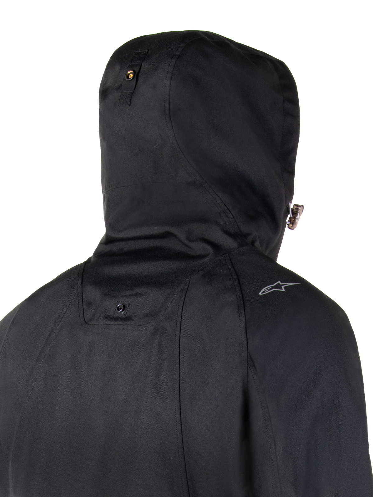 Alpinestars Morush waterdichte parka, urban motorjas, zwart, met een stormbestendige capuchon met drukknoop.
