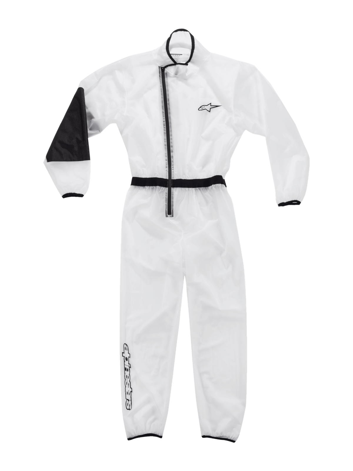 Alpinestars kartregenpak en jeugd kartregenpak, doorzichtig waterdicht overpak met zwarte bies en versterkte elleboog.