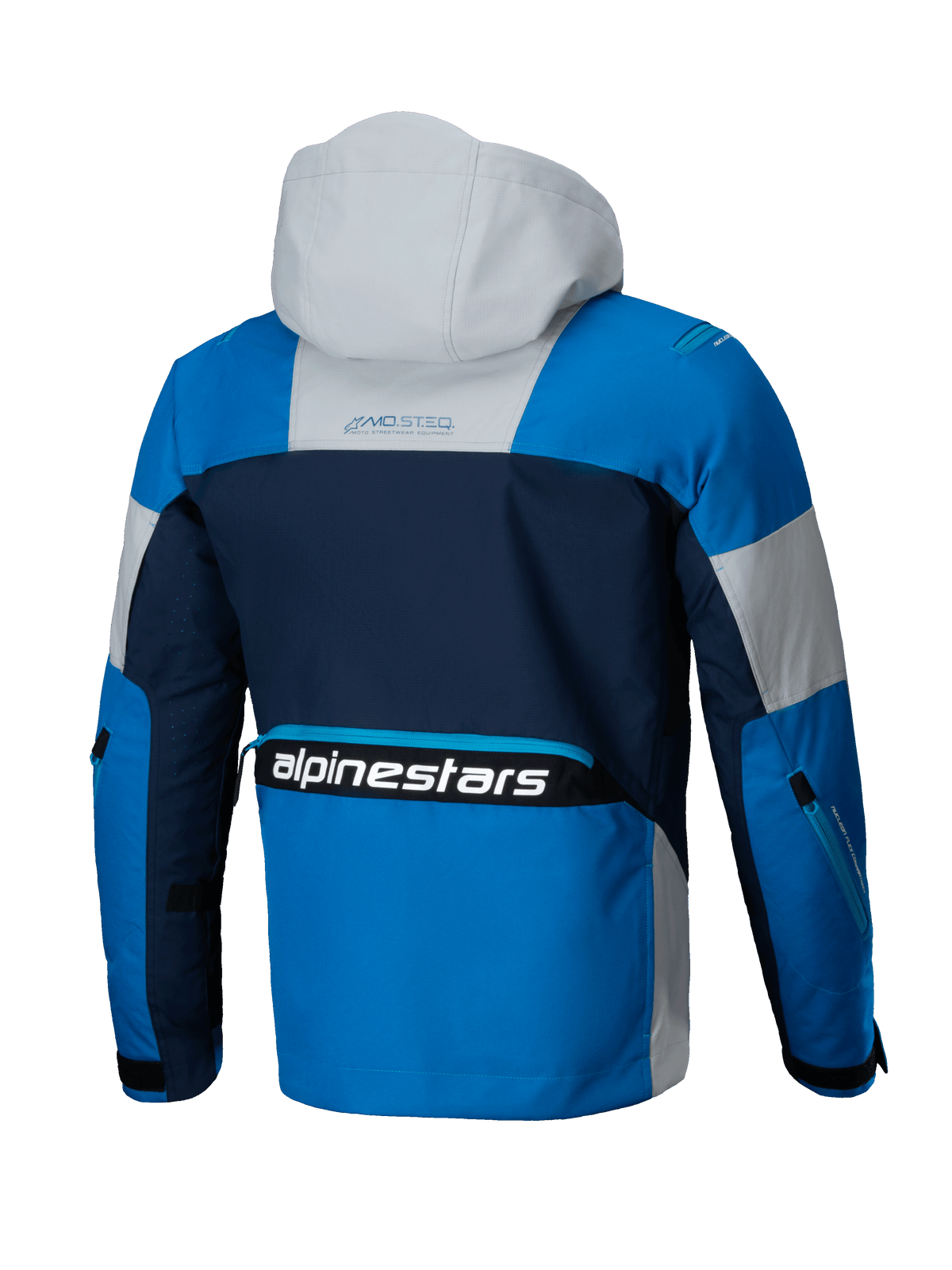 Alpinestars Mogress Air Jacket, Urban Motorcycle Jacket, Blue Almond and Navy, Ventilated Textile with Hood, CE Certified.