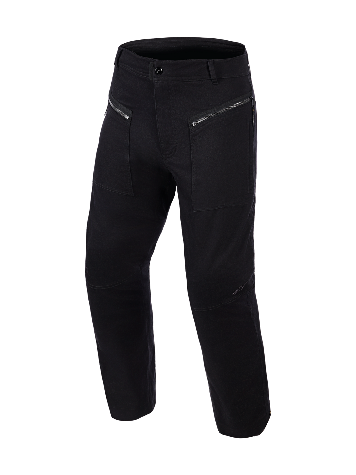 Alpinestars Flex-AST Canvas Pants Short, urban motorbroek, zwart, voorzien van voorzakken met dubbele ritssluiting, op werkkleding geïnspireerde canvasconstructie en voorgevormde kniepanelen, strak utilitair ontwerp voor bescherming en comfort tijdens het rijden