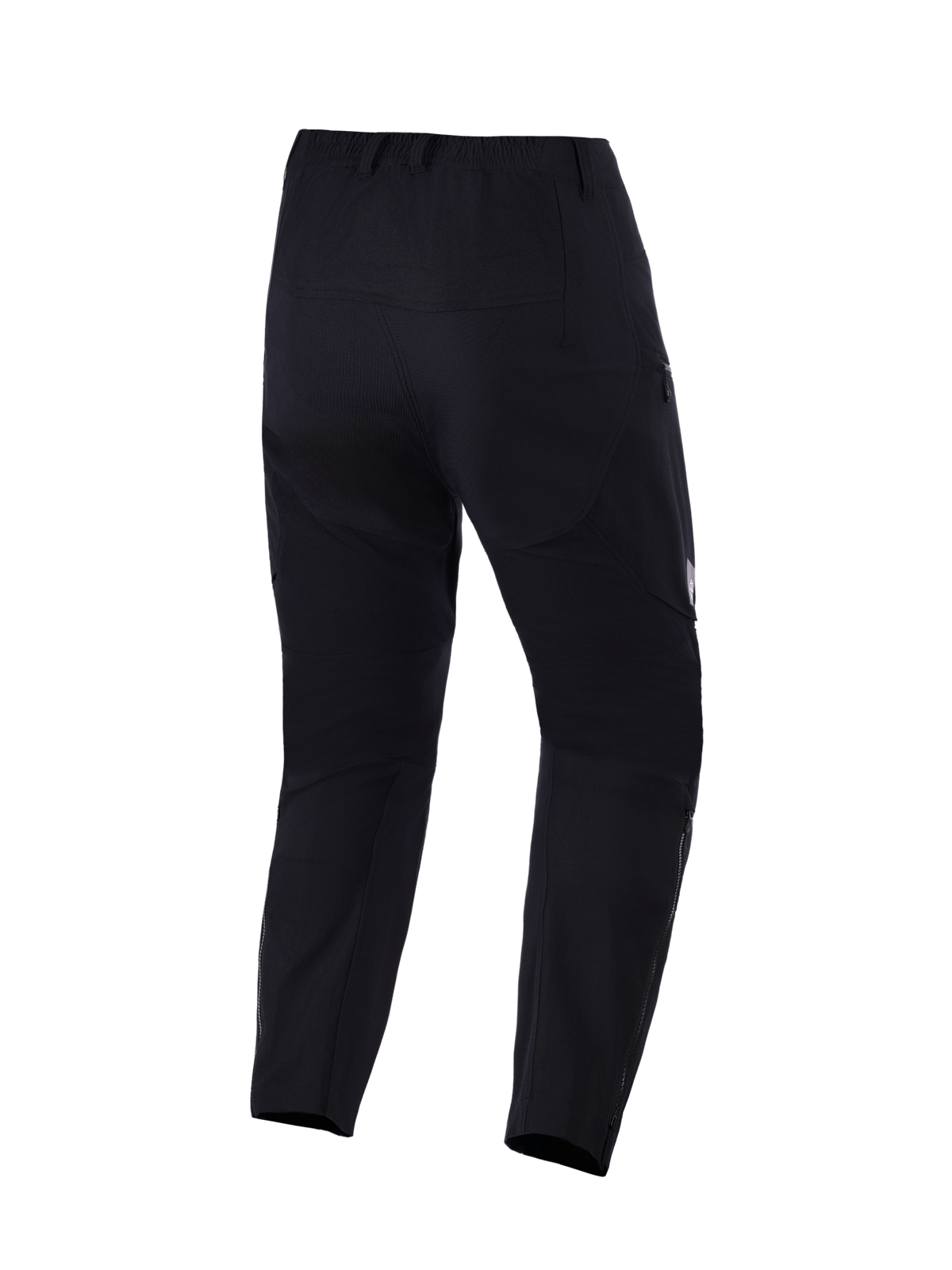 Alpinestars Explore AST Pants Short, adventure motorbroek, zwart, achteraanzicht met ripstop-constructie, ritsen aan de beenzoom en ergonomische pasvorm voor rijden bij warm weer