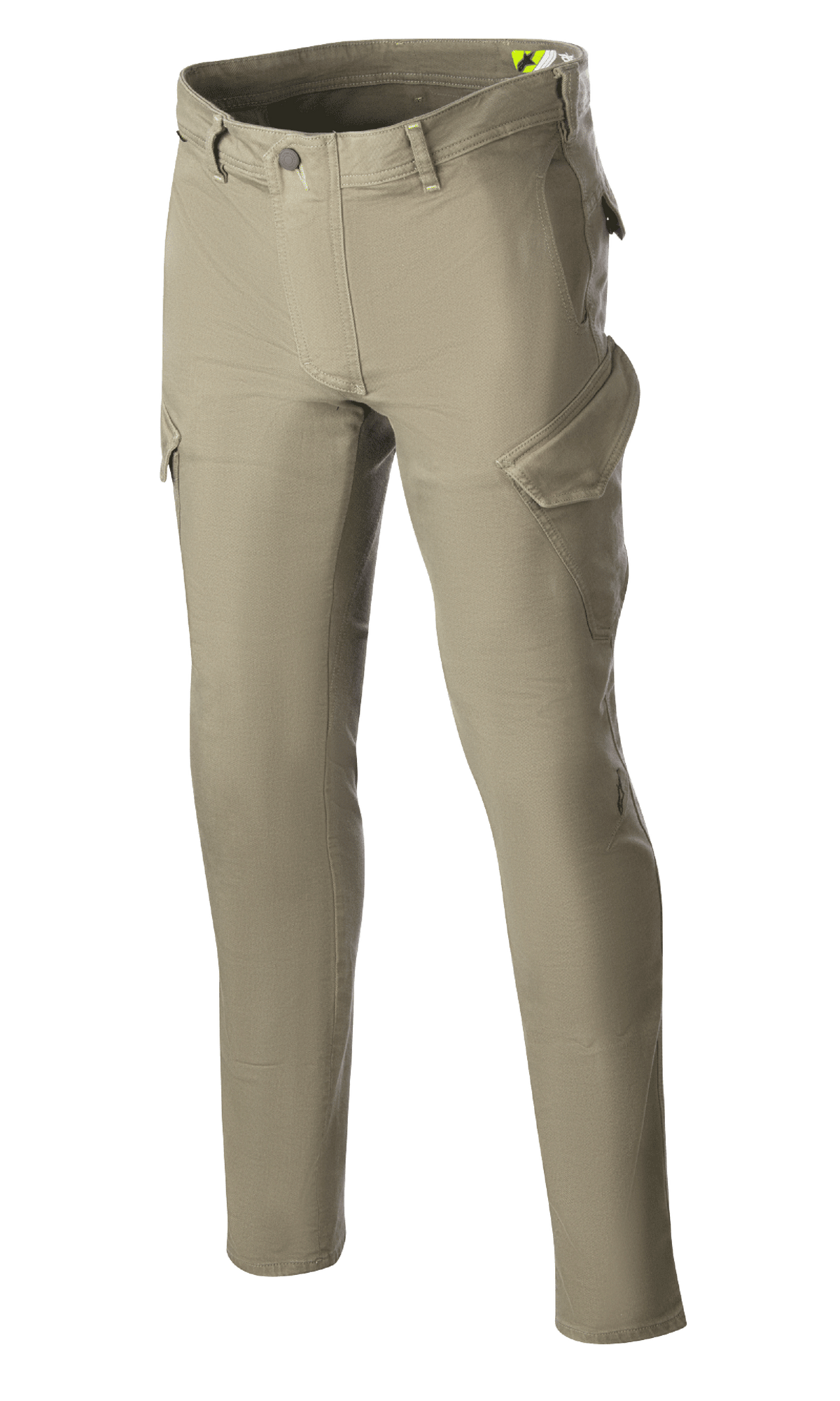 Alpinestars Caliber Slim Fit Tech Riding Pants, motorbroek, military green, slim-fit silhouet met cargozakken in combat-stijl, stretch Cordura denim stof, riemlussen en functioneel ontwerp voor rijden in de stad en op de weg